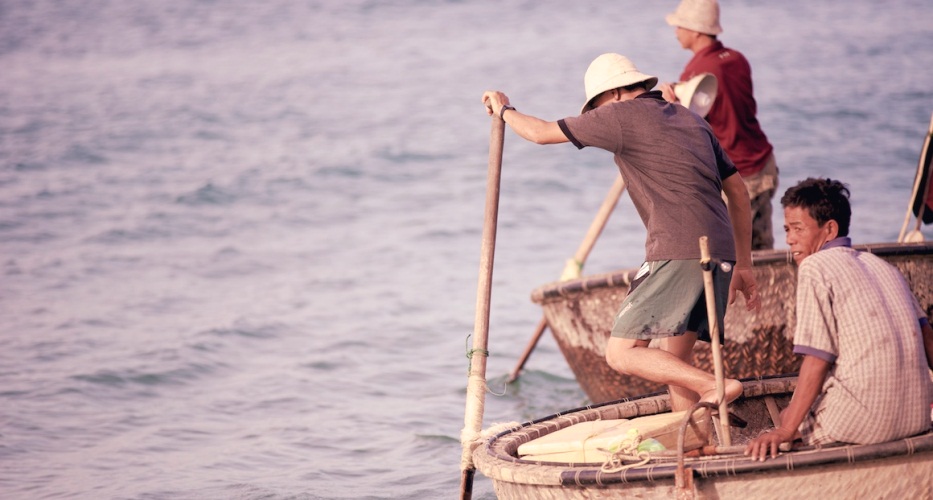 Lokale Fischer des Dorfes An Bang, Hoi An, Vietnam