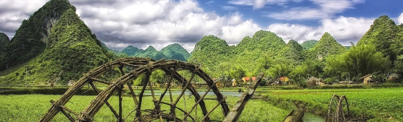 Die Naturlandschaft in dem Naturschutzgebiet Pu Luong, Vietnam