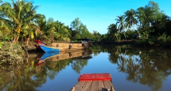 An Bord zu Besuch des Mekong-Deltas Vietnams
