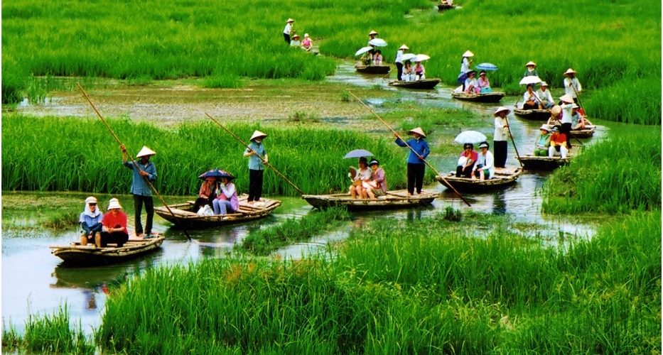 Bootsfahrt im Naturschutzgebiet Van Long, Ninh Binh