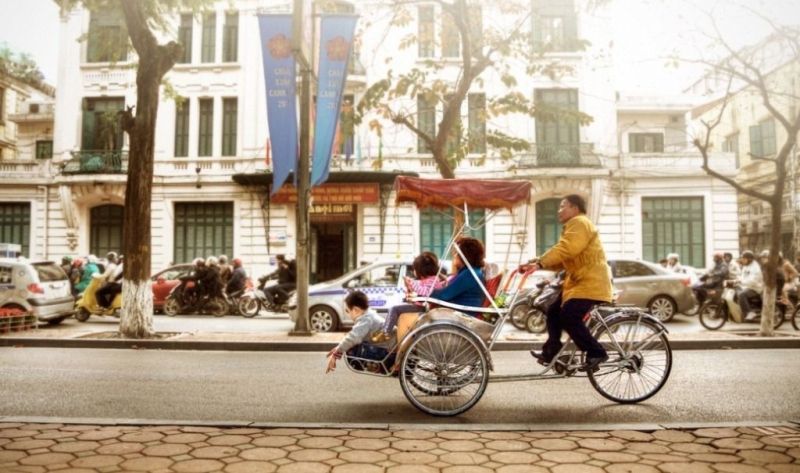 Rund um den Altstadtviertel Hanois mit der Rikscha