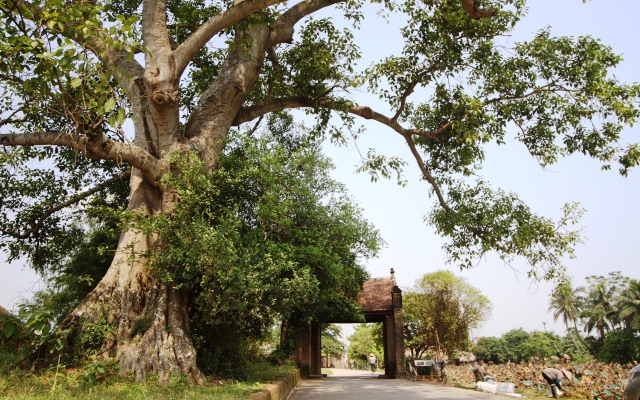 Auf dem Eingangsweg ins Dorf Duong Lam